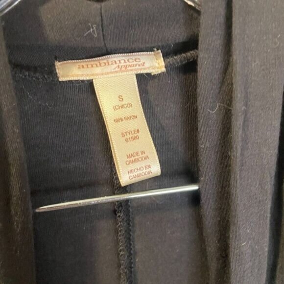 Ambiance Apparel Women's Puffed Short Sleeve Open Front Asymmetrical Cardigan - Picture 5 of 6